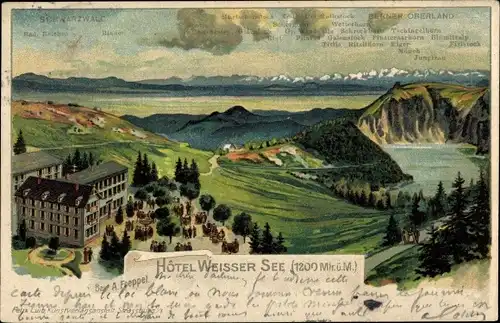 Litho Orbey Urbeis Elsass Haut Rhin, Hotel Weißer See, Badischer Belchen, Eiger, Mönch, Titlis