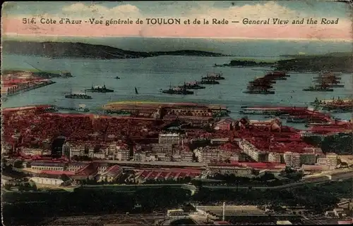 Ak Toulon Var, Vue generale de Toulon et de la Rade