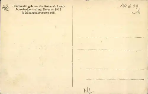 Ak Amsterdam Nordholland Niederlande, Conferentie gebouw der Koloniale Landbouwtentoonstelling 1912