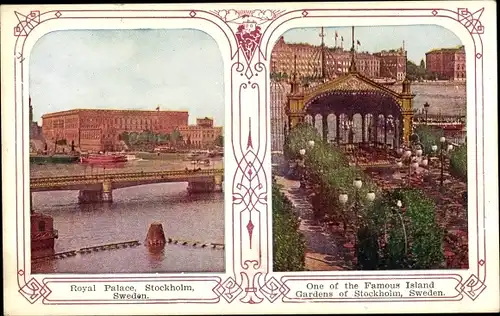 Ak Stockholm Schweden, Royal Palace, One of the Famous Island Gardens