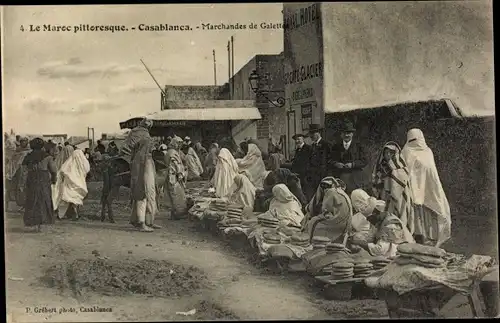 Ak Casablanca Marokko, Marchandes de Galettes