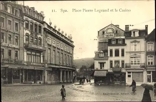 Ak Spa Wallonien Lüttich, Place Pierre Legrand et la Casino, Hotel