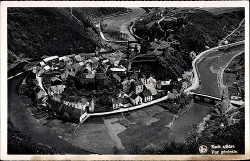 Ak Esch sur Sure Esch an der Sauer Luxemburg, vue generale, Fluss, Luftansicht