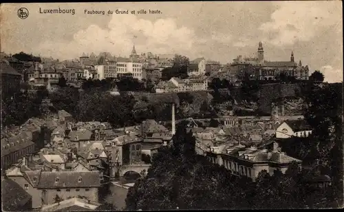 Ak Luxemburg Luxembourg, Faubourg du Grund et ville haute