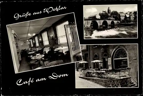 Ak Wetzlar an der Lahn, Cafe am Dom, Innenansicht, Brücke