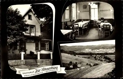 Ak Ober Liebersbach Oberliebersbach Mörlenbach im Odenwald, Gasthof Zur Schneeburg, Landschaftsblick