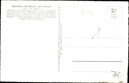 Ak Zorn Heidenrod im Taunus, Gasthof Zum Taunus