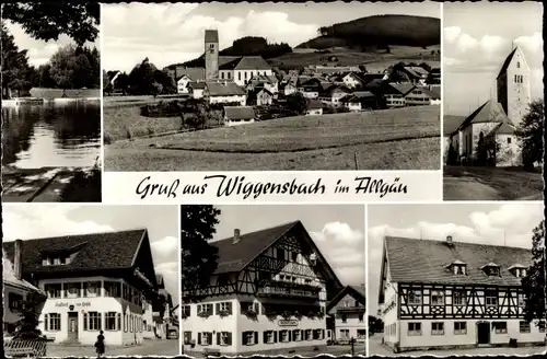 Ak Wiggensbach im Allgäu, Ort, Kirche, Gasthof, Seeblick