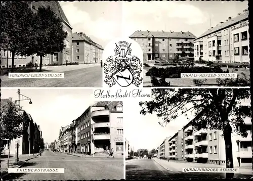 Wappen Ak Halberstadt in Sachsen Anhalt, Friedenstraße, Friedrich Ebert Straße