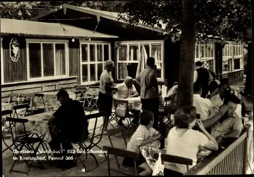 Ak Bad Schandau Sächsische Schweiz, Gaststätte "Waldhäusl", Terrasse