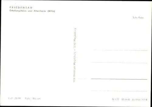Ak Friedensau Möckern Jerichower Land, Erholungsheim und Altersheim, Villa
