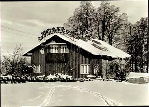 Ak Frauenwald am Rennsteig Ilmenau in Thüringen, Milchbar im Winter