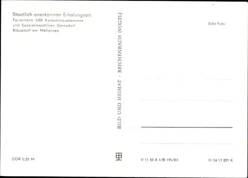 Ak Klausdorf am Mellensee Brandenburg, Ferienheim VEB Kontaktbauelemente und Spezialmaschinen