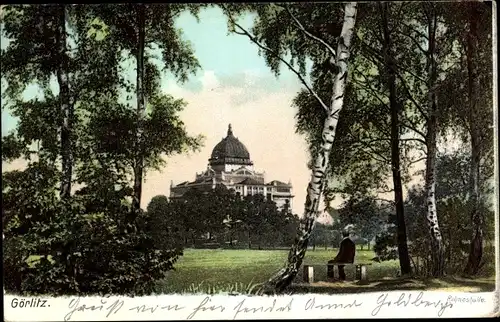 Ak Görlitz in der Lausitz, Ruhmeshalle mit Garten