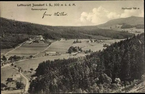 Ak Jonsdorf in Sachsen, Gesamtansicht mit Genesungsheim, Hochwald