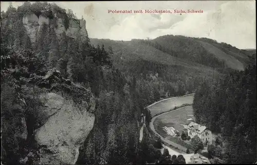 Ak Hohnstein Sächsische Schweiz, Hockstein im Polenztal