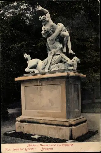 Ak Dresden Altstadt, Kgl. Grosser Garten, Kentaur Nessus raubt die Dejanira, Statue