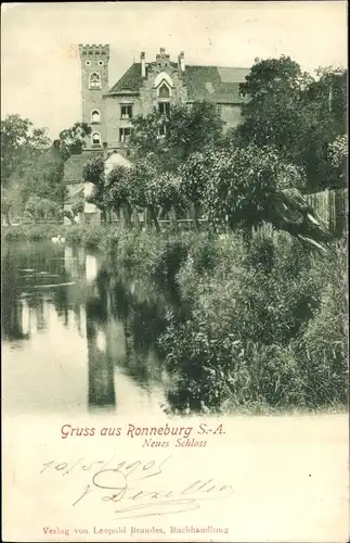 Ak Ronneburg in Thüringen, Neues Schloss, Außenansicht,Teich