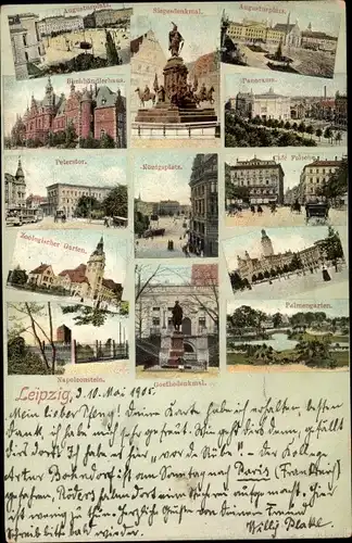 Ak Leipzig in Sachsen, Napoleonsstein, Palmengarten, Königsplatz, Siegerdenkmal, Panorama