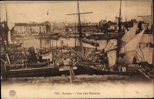 Ak Anvers Antwerpen Flandern, Vue des Bassins, Schiffe