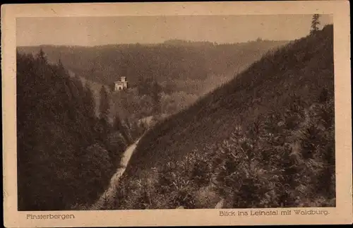 Ak Finsterbergen Friedrichroda im Thüringer Wald, Blick ins Leinatal mit Waldburg