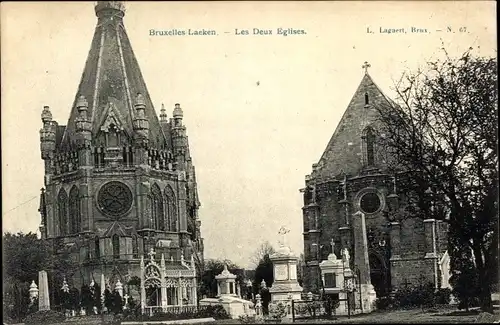 Ak Laeken Bruxelles Brüssel, Des Deux Églises