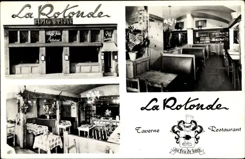Ak Bruxelles Brüssel, Rue Marché aux Herbes 101-103, Restaurant La Rotonde, vue de face et intérieur