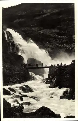 Ak Brixdalsfoss Norwegen, Wasserfall, Brücke