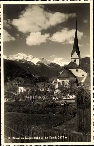 Ak Sankt Michael im Lungau in Salzburg, mit Kareck 2478m, Kirche