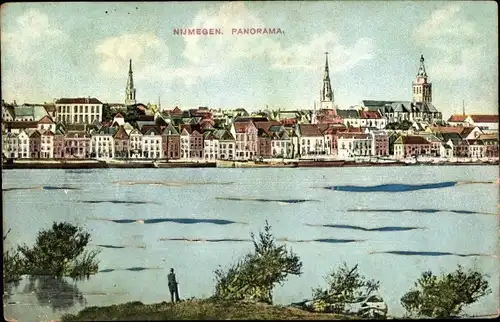 Ak Nijmegen Gelderland Niederlande, Panorama vom anderen Flussufer aus gesehen