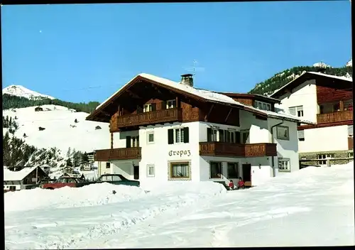 Ak Wolkenstein in Gröden Selva di Valgardena Südtirol, Garni L. Crepaz, Winteransicht