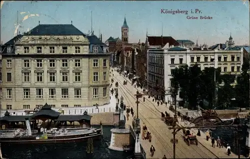 Ak Königsberg Ostpreußen, Grüne Brücke