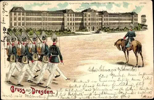 Litho Dresden Neustadt, Kaserne des Leibgrenadier-Regiments Nr. 100