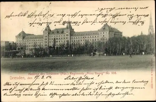 Ak Dresden Neustadt, Kaserne des Schützen-Füs-Regiments Prinz Georg No. 108