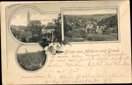 Ak Grund Mohorn Wilsdruff Sachsen, Teilansicht, Blick vom Silberblick, Kirche, Heidelberg