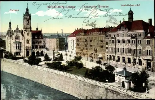 Ak Dresden Löbtau, Tharandter Straße, Rathaus, Drei Kaiser-Hof