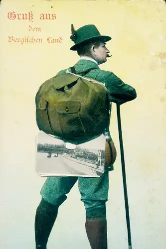 Leporello Ak Vevey Kanton Waadt, Wanderer, Rucksack, Brücke