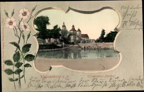 Passepartout Ak Weissenburg im Simmental Kanton Bern, Ellingertor Partie