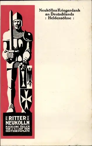Ak Berlin Neukölln, Der Ritter von Neukölln, Nagelung auf dem Hertzbergplatz