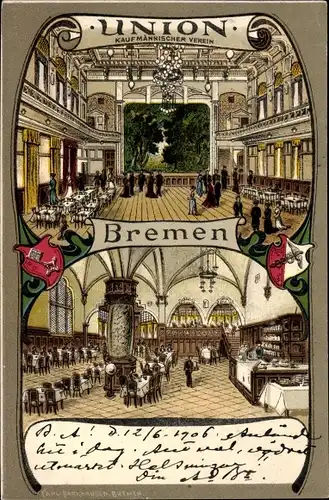 Wappen Litho Hansestadt Bremen, Union, Kaufmännischer Verein, Innenansichten