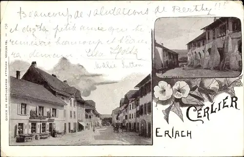 Ak Cerlier Erlach Kanton Bern, Straßenpartie, Geschäftshaus
