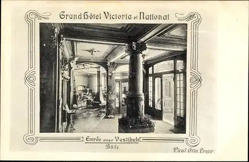 Ak Bâle Basel Stadt Schweiz, Grand Hotel Victoria et National, Entree avec Vestibule