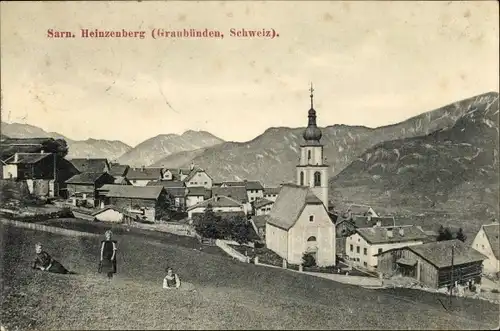 Ak Heinzenberg Sarn Kanton Graubünden, Kirche, Ortspanorama