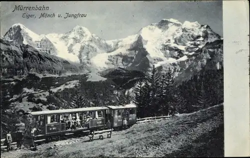 Ak Lauterbrunnen Kanton Bern, Eiger, Mönch, Jungfrau, Mürrenbahn