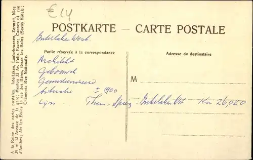 Ak Interlaken Kt. Bern Schweiz, Hauptbahnhof und Hotel St. Gotthard