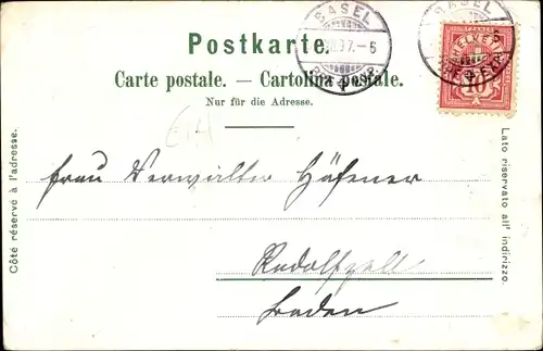 Litho Bâle Basel Stadt Schweiz, Klein Basel, Spalentor, Geschäftshaus Julius Brann