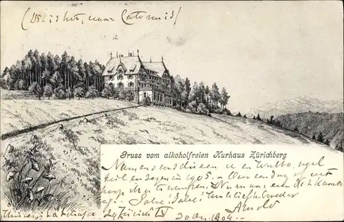 Litho Zürich Stadt Schweiz, Alkoholfreies Kurhaus Zürichberg