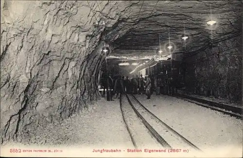 Ak Kt. Bern, Jungfraubahn Station Eigerwand