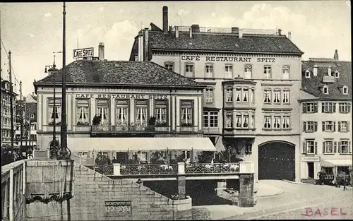 Ak Bâle Basel Stadt Schweiz, Cafe-Restaurant Spitz