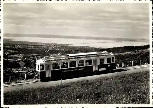 Ak Sankt Gallen Stadt Schweiz, Elektrische Bahn St. Gallen, Speicher, Trogen, Bodensee